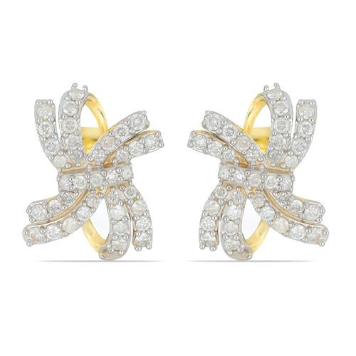 14K GOLD WHITE DIAMOND GEMSTONE CLASSIC EARRINGS WHITE DIAMOND